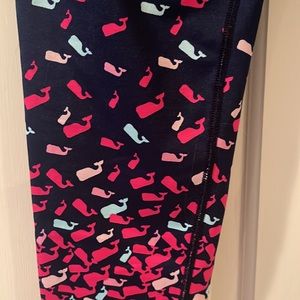 Vineyard Vines 🐳 S Navy Blue Confetti Whales Performance Tights Fitted + Bag